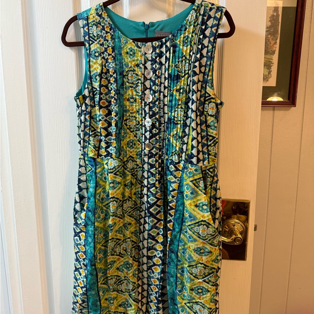 Rabbit Rabbit Rabbit Teal and Yellow Asymmetrical Dress